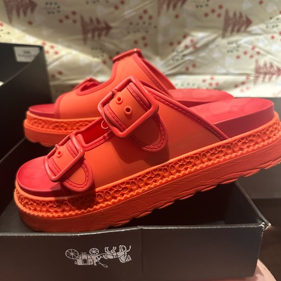 Coach Shoes - Red orange Lucy coach sandals